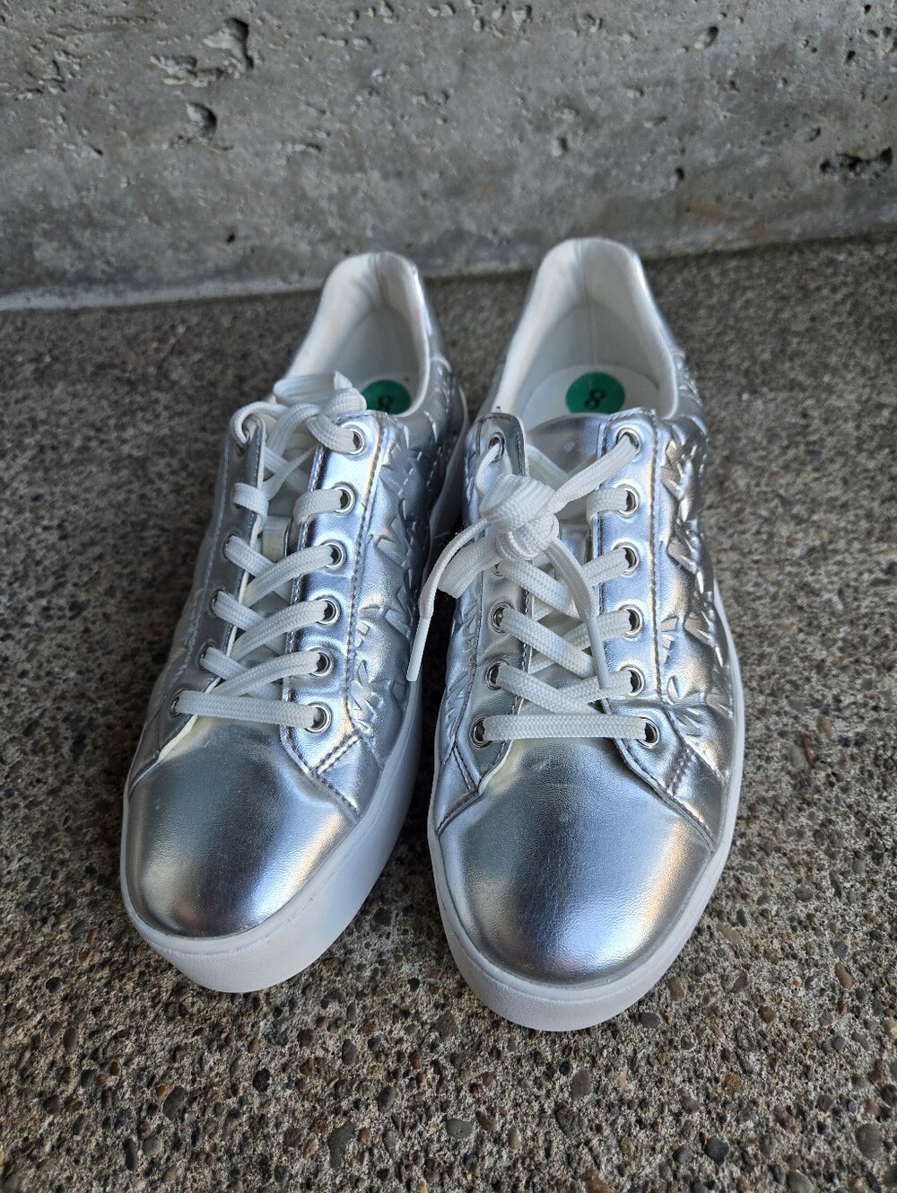 Michael Kors Silver Embossed Logo Sneakers - Picture 3 of 10